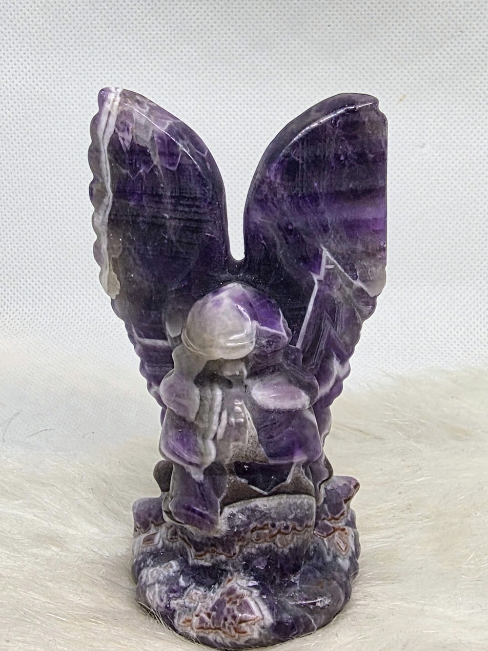 🪽 Chevron Amethyst Guardian Angel | Premium Crystal Angel with Wings | Amethyst